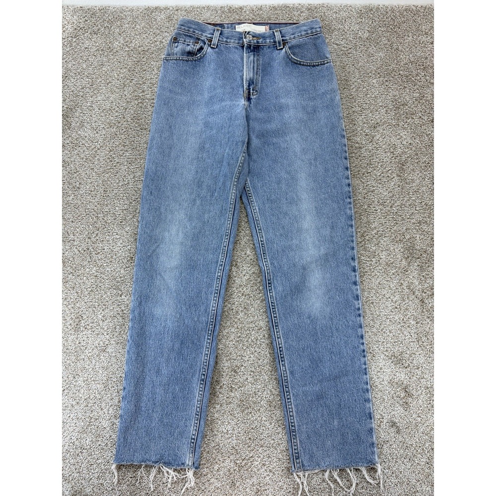 VTG Levis 550 High Rise Relaxed Tapered Jeans Women's 8L Blue Light Wash Raw Hem